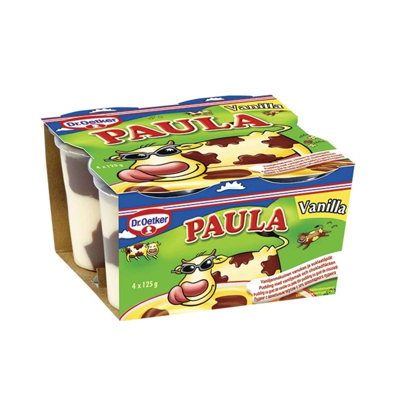 Dr. Oetker Paula budinca cu vanilie si ciocolata, 4x125g