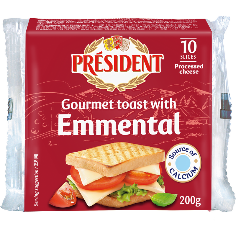 President Branza topita Emmental toast, felii 200g