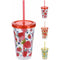 Pahar din plastic cu capac si pai 600ml