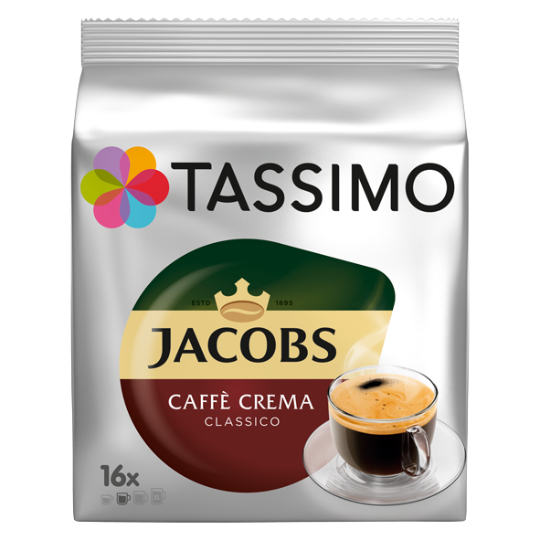 Cafea Tassimo Jacobs Caffe Crema Classico, 16 capsule, 16 bauturi x 150 ml, 112 gr