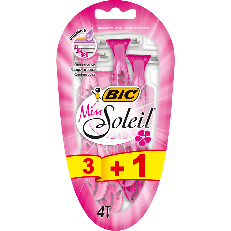 Aparat de Ras pentru femei BIC Miss Soleil, 3 lame, pachet promo, 3+1 bucati