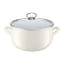 Emailletopf mit cremefarbenem Gartendeckel, 18cm 3.1l