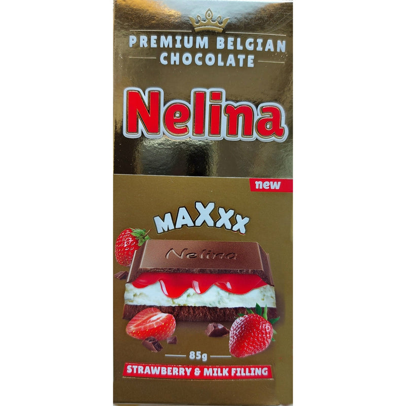 NELINA MAX Ciocolata cu crema lapte si capsuni, 85g