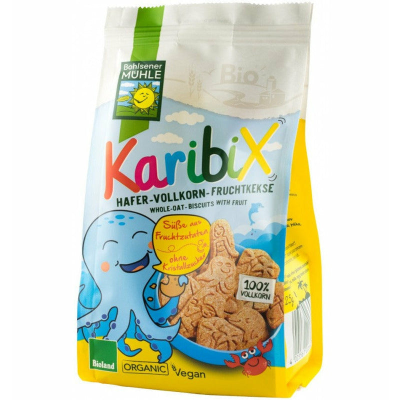 Karibix Biscuiti BIO din faina integrala de ovaz indulciti cu fructe, 125g