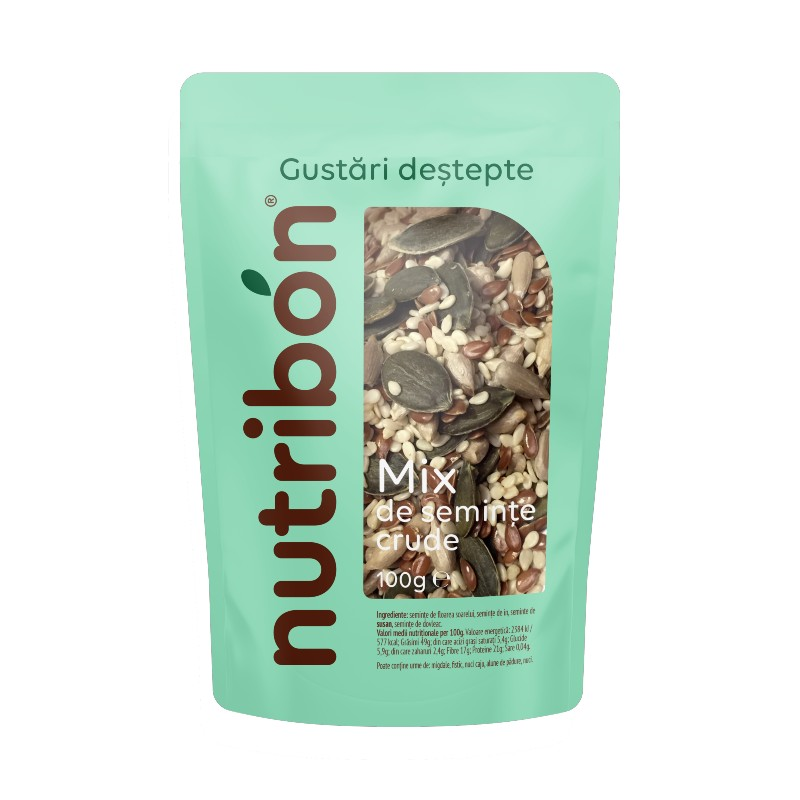 NUTRIBON Mix seminte crude (seminte floarea-soarelui, in, susan si dovleac), 100g