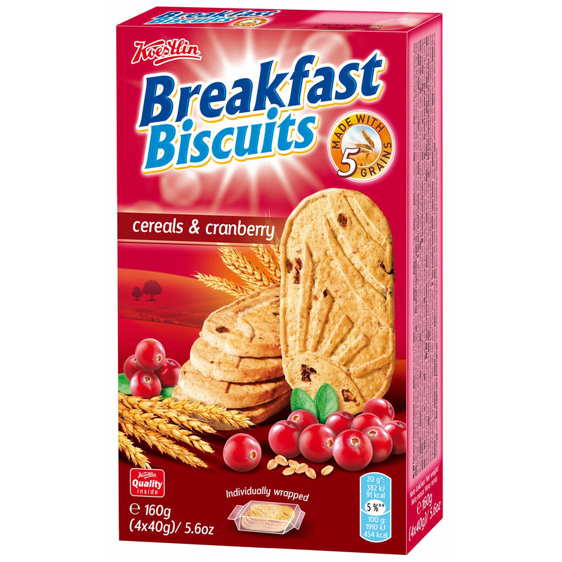 Breakfast biscuiti cereale & merisoare, 160 g