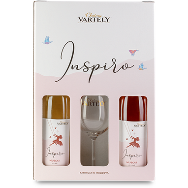 Vartely Individo Inspiro alb & rosu + pahar, 0.75l