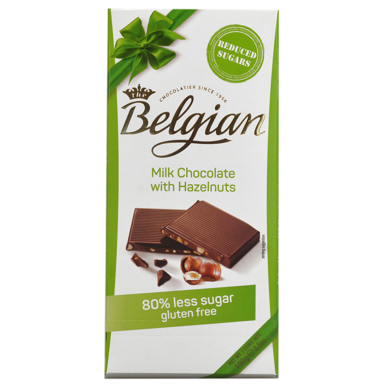 Belgian Ciocolata  lapte si alune, fara zahar, 100g