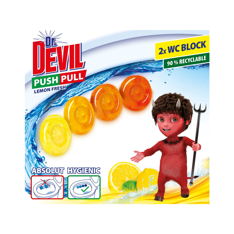 Dr. Devil wc push pull gel Lemon Fresh, 2 x 20 g