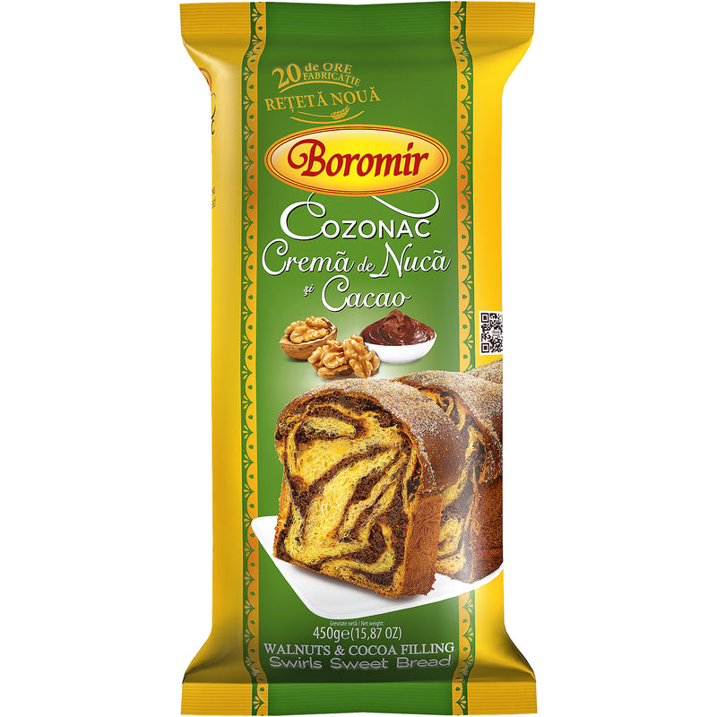 Boromir Cozonac cu crema de nuca si cacao 450 g