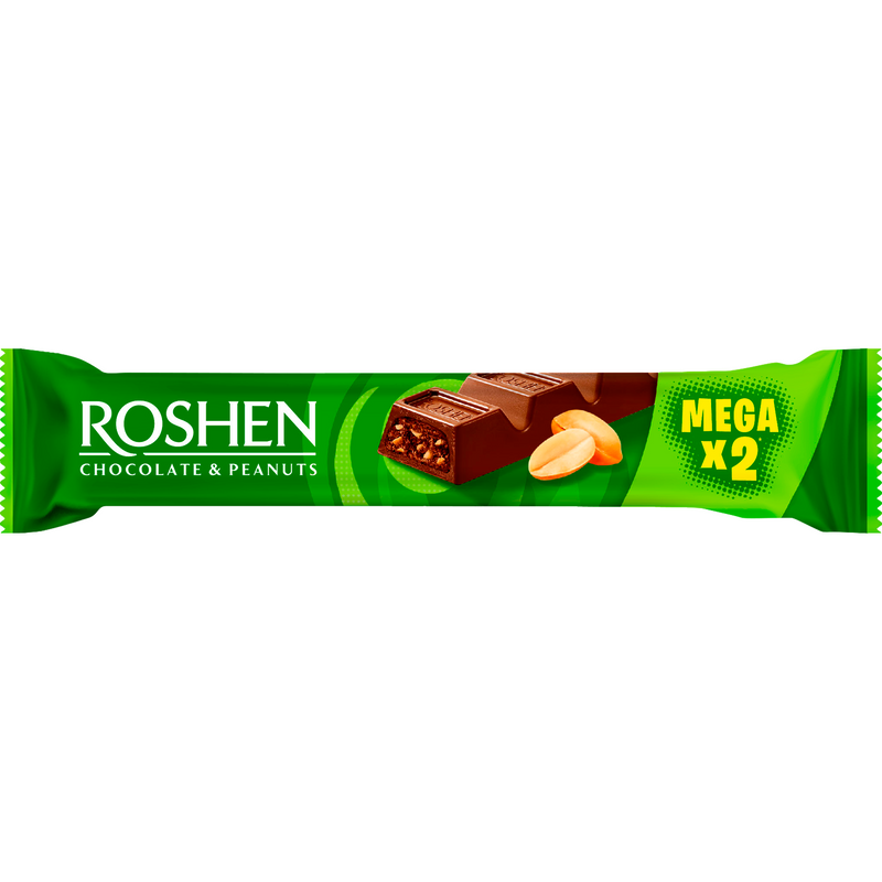 Roshen Mega Baton cu ciocolata cu lapte si alune, 58g