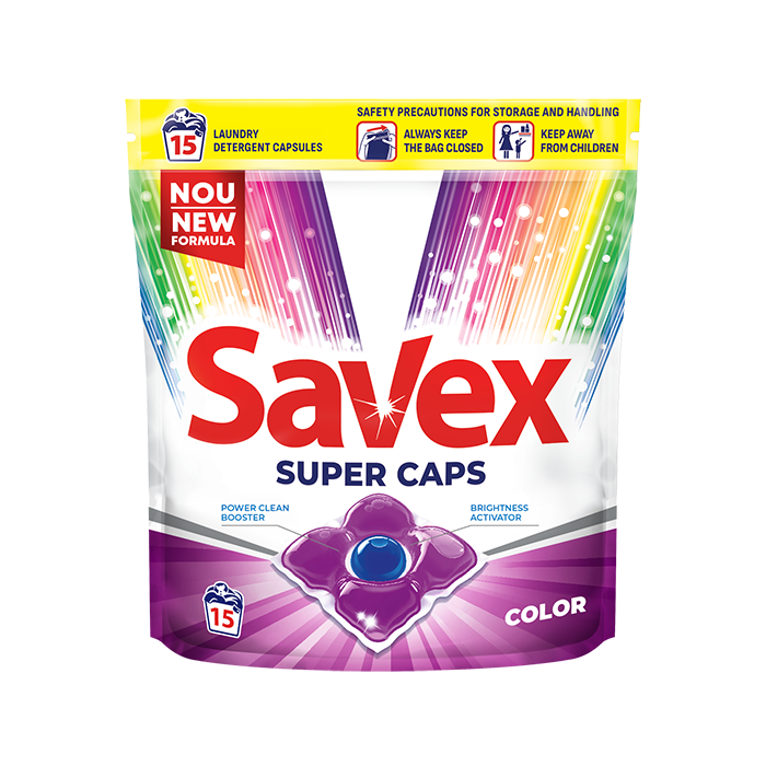Savex detergent capsule super caps color, 15 spalari