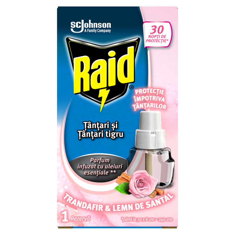 Raid Liquid Electric Rezerva Tantari Trandafir si Lemn de Santal 30 nopti, 21 ml