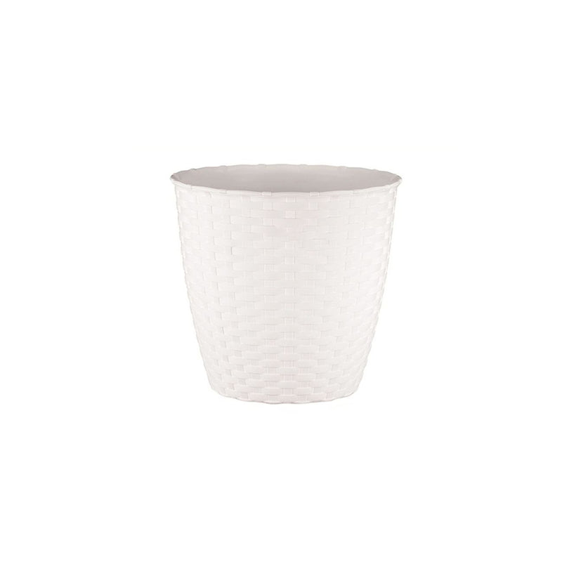 Ghiveci plastic model rattan alb, 24 cm