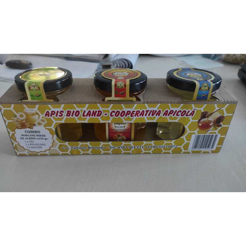 Combo Miere salcam, tei si poliflora, 3 X 250 g