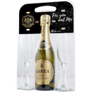 Zarea Crystal Collection 0.75L semi-dry sparkling wine + 2 flute glasses