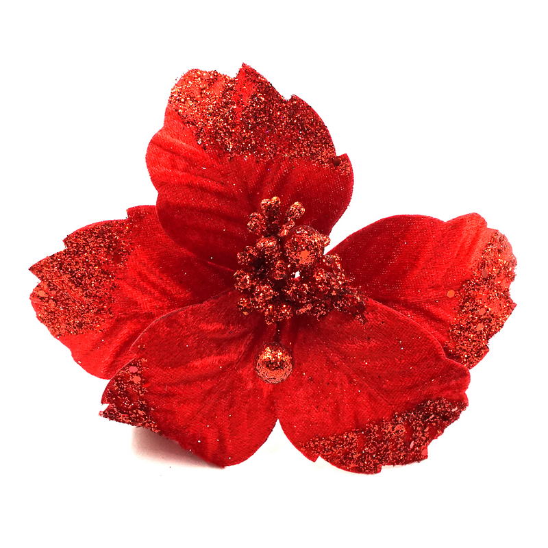 Decoratiune poinsetia cu paiete, 31*22cm