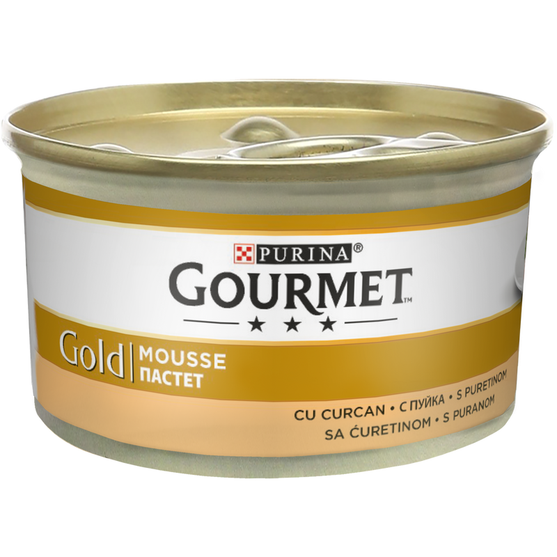 GOURMET GOLD Mousse cu Curcan, hrana umeda pentru pisici, 85 g