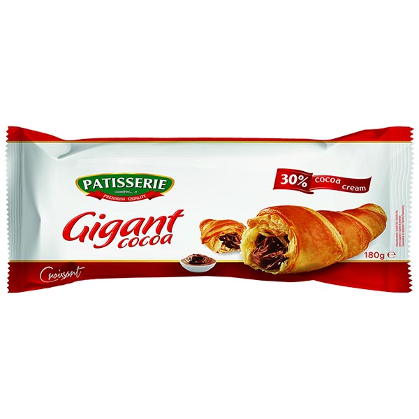 Patisserie croissant gigant cu gust de cacao, 180 g