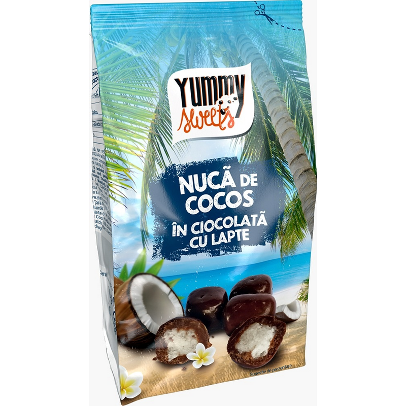 Yummy Sweets Nuca de cocos in ciocolata lapte, 90gr