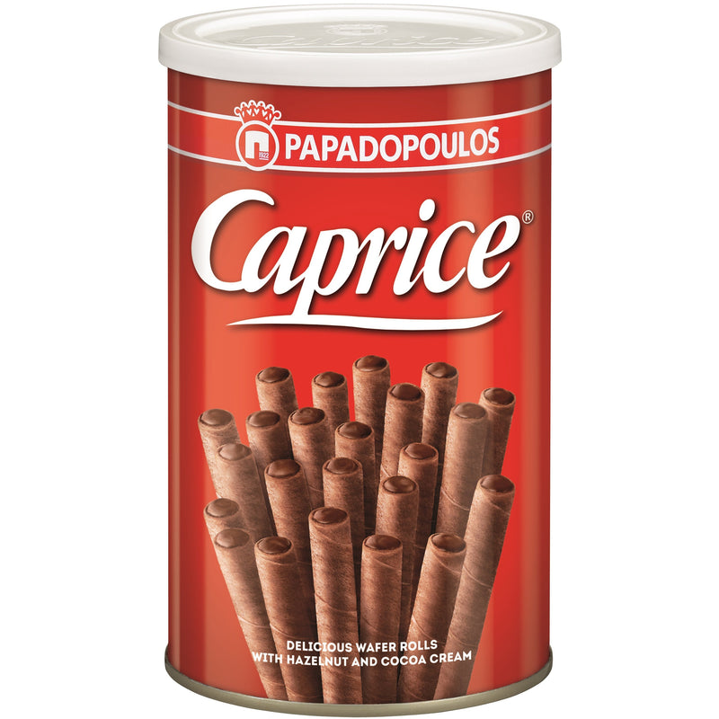 Caprice rulouri de napolitane crocante umplute cu pasta de alune de padure si cacao, 250 gr