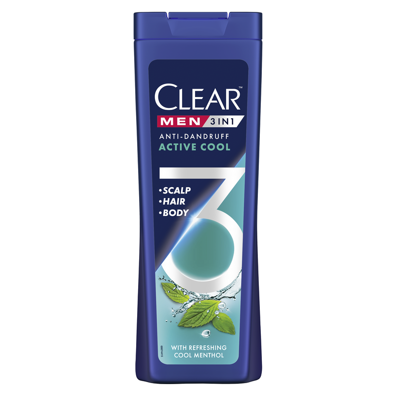 Clear 3 in 1 active cool sampon, 360 ml