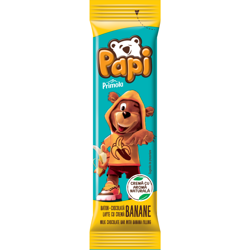 Primola Papi Bat Ciocolata Lapte & Crema Banane, 26.8g