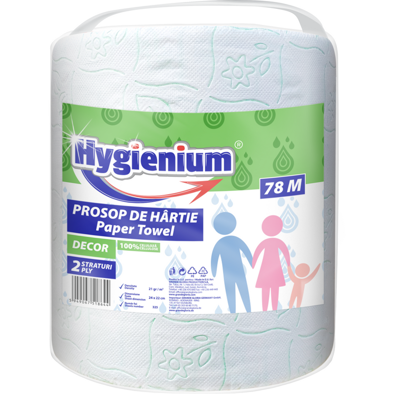 Hygenium Prosop de hartie decor verde, 100% celuloza, 2 straturi, 78m