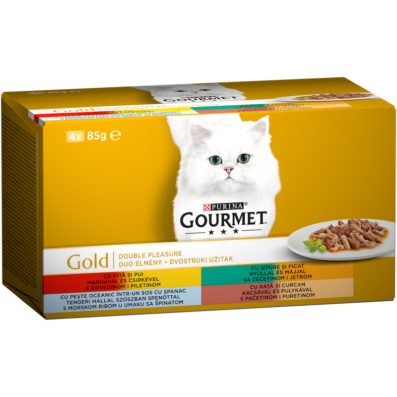 GOURMET GOLD Double Pleasure hrana umeda pentru pisici, 4 x 85 g