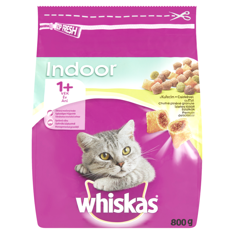 Whiskas hrana uscata indoor pui, 800g