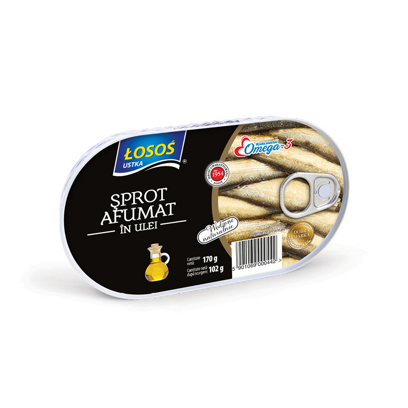 Losos sprot afumat in ulei, 170g