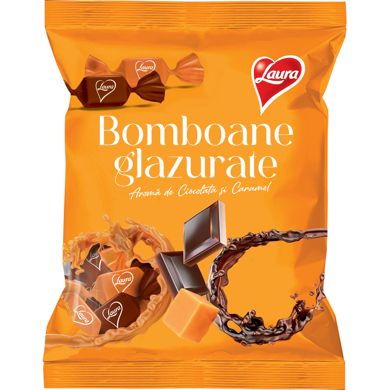 Laura bomboane glazurate ciocolata & caramel, 90g