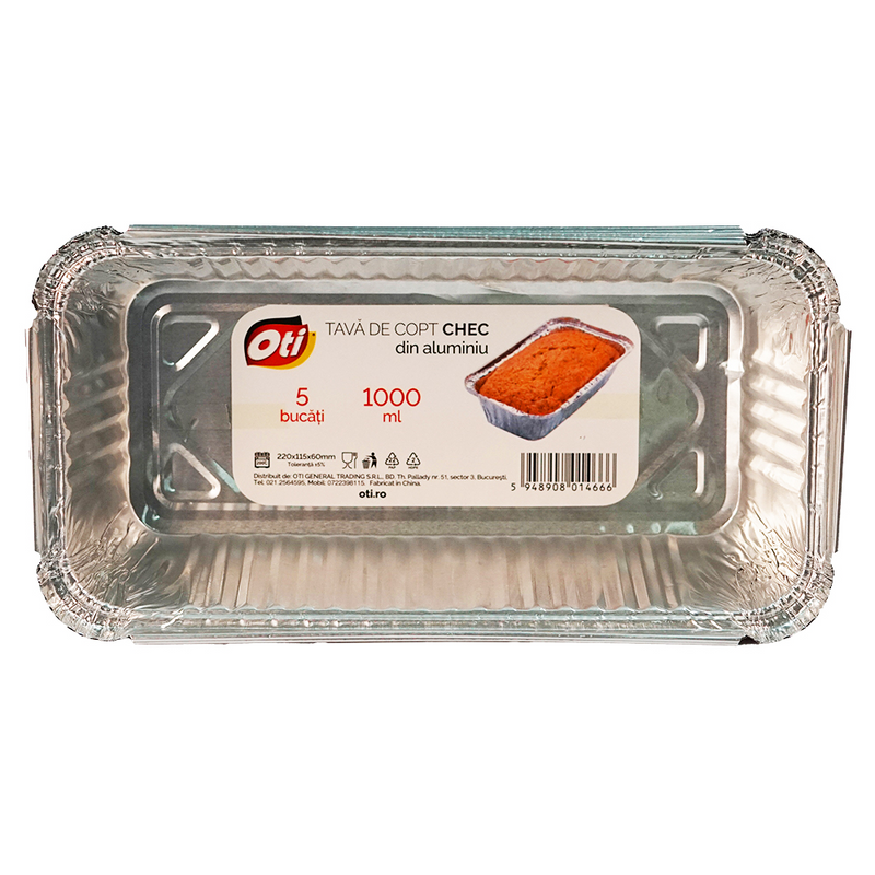 Caserola aluminiu 1000 ml, chec, 5bucati/set