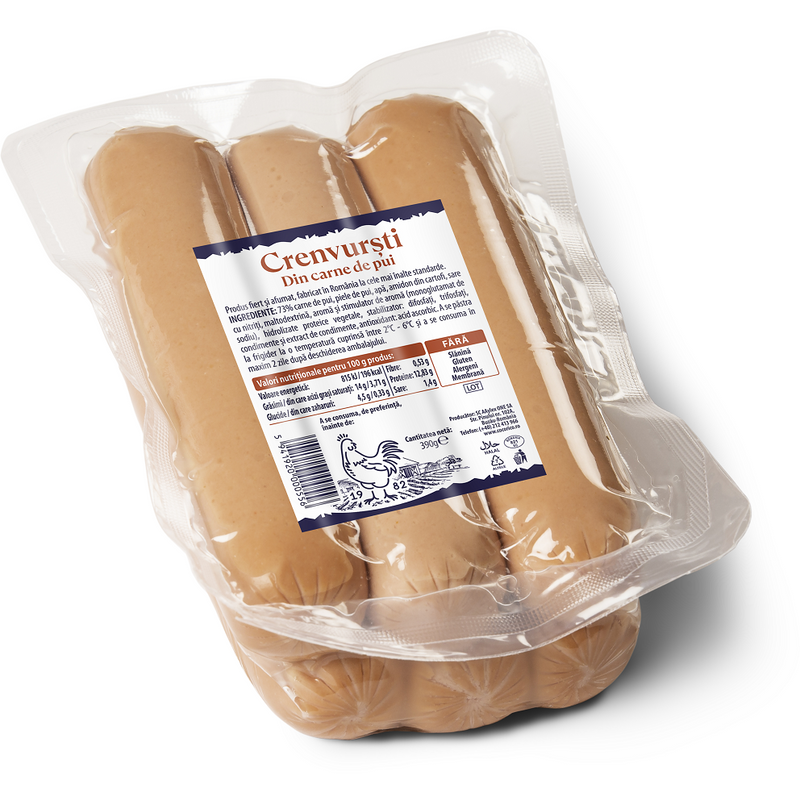 Crenvursti de pui fara membrana, 390g