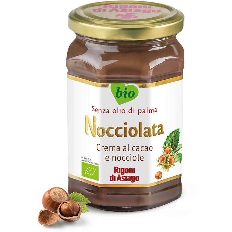 Rigoni di asiago nocciolata crema bio cu cacao si alune - cu lapte, 270g
