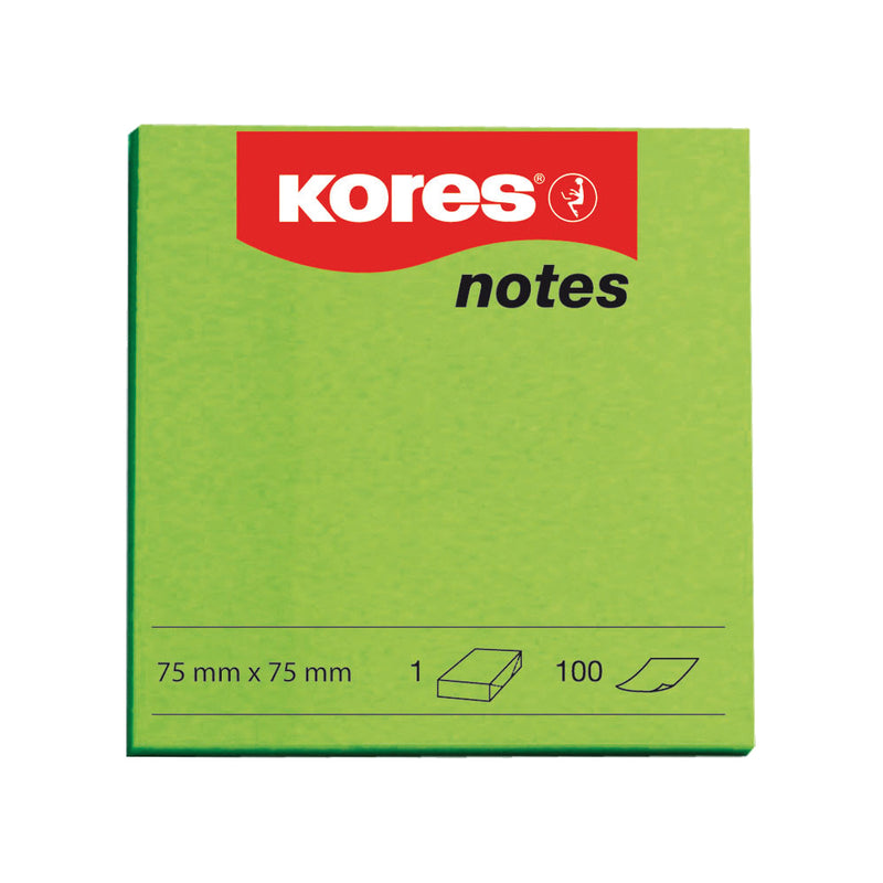 Kores Notite adezive 75x75mm, 100 file, verde