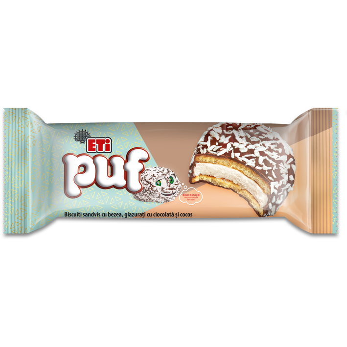 Puf - biscuiti (39,7%) cu bezea (22,8%), 80 g