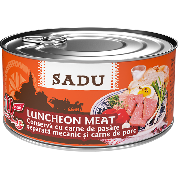 Sadu Luncheon meat Conserva cu carne de pasare separata mecanic si carne de porc, 300g