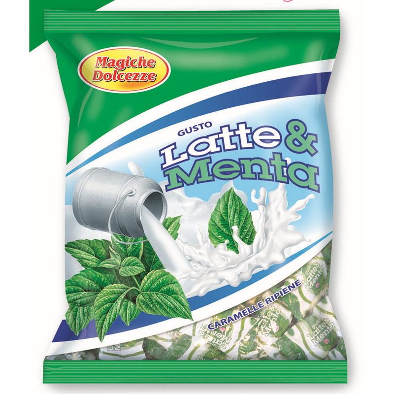 Caramele umplute cu crema cu gust de lapte si menta punga 250g, Finazzi