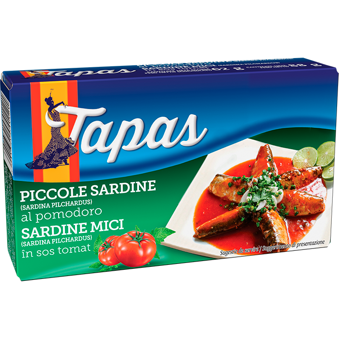 Tapas Sardine mici (Sardina pilchardus) in sos tomat, 88 g