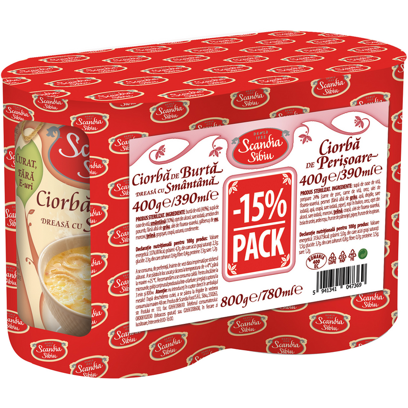 SCANDIA SIBIU Pachet Ciorba de burta & Ciorba de perisoare, 2x400g  -15%