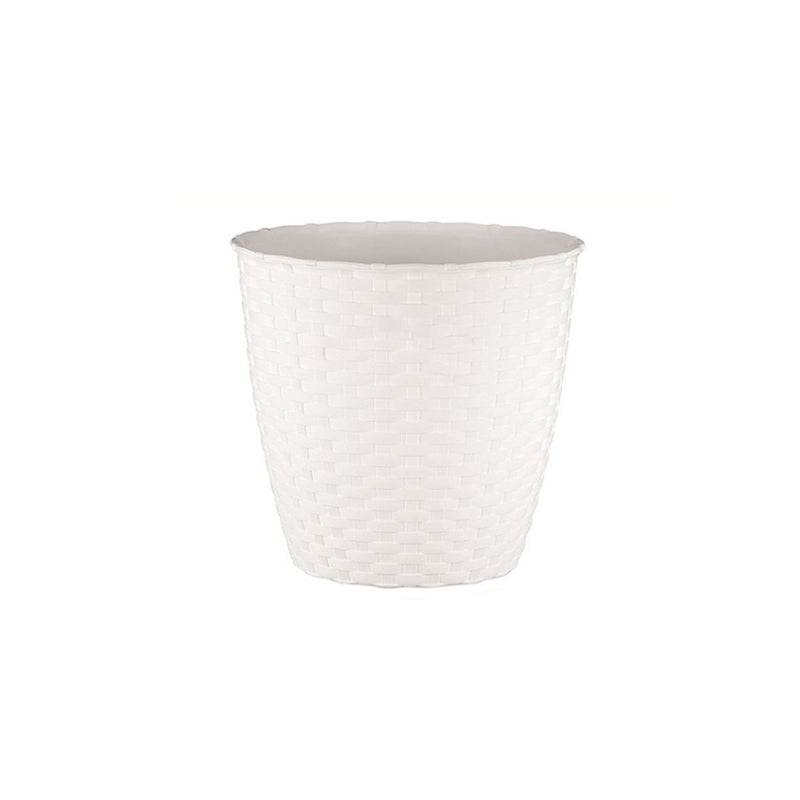 Ghiveci plastic model rattan alb, 29 cm