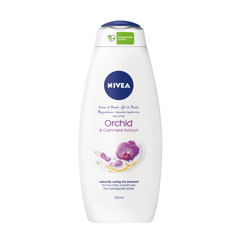 NIVEA spuma de baie & gel de dus 2 in 1 Orchid & Cashmere, 750 ml