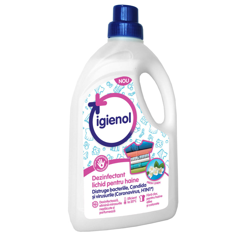 Igienol dezinfectant lichid pentru haine fresh linen, 1.5l