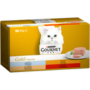 GOURMET GOLD Mousse Vita/Curcan/Ficat/Ton multipack, hrana umeda pentru pisici, 4 x 85 g