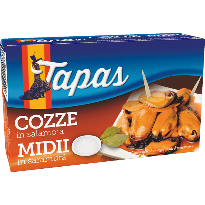 Tapas Midii (Mytilus galloprovincialis) in sos escabeche, 112 g