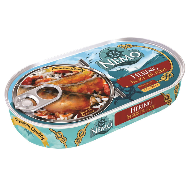 Hering in sos de rosii, 170g