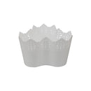 Koronka ghiveci dantelat triplu din plastic alb, 25 cm