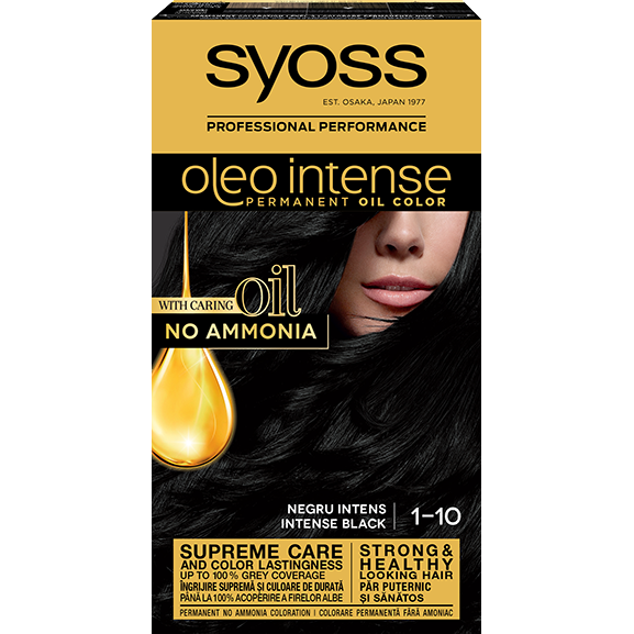 Vopsea de par permanenta fara Amoniac Syoss Oleo Intense 1-10 Negru Intens