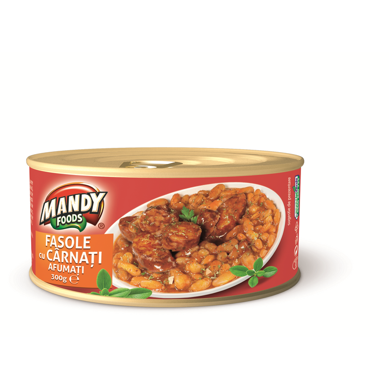 Mandy fasole cu carnati afumati, 300g